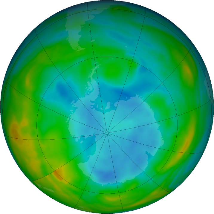Antarctic ozone map for 11 July 2018